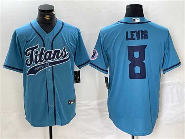 Men's Tennessee Titans #8 Will Levis Blue With Patch Cool Base Stitched Baseball Jersey,We sell and wholesale Men's Tennessee Titans #8 Will Levis Blue With Patch Cool Base Stitched Baseball Jersey on line form chian!